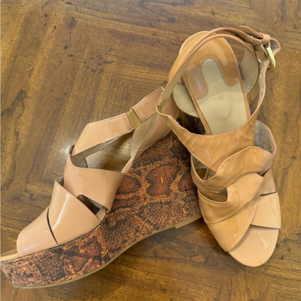 Nordstrom Joan & David Wedge Sandals Patent Leather Upper NWTS Size 8